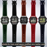 Suitable for Casio Small Square AE-1200WH/1300/1000/A159/A158 Modified Genuine Leather Watch Strap