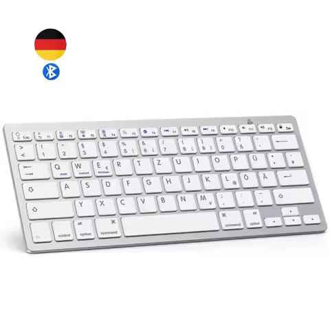 Portable Slim German Bluetooth Keyboard Light Deutsche QWERTZ Layout Wireless Tastatur for iPhone iO