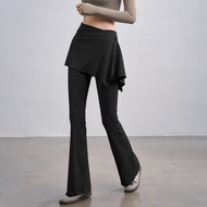 (包郵）全新女裝瑜伽褲跑步運動跳舞假兩件裙褲喇叭褲Gym Training Pants/Alo Yoga Dance Leggings