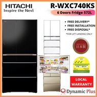 Hitachi R-WXC740KS Premium K Series 6 Doors IoT Fridge 572L (Made in Japan) With Free AIR PURIFIER + BORO Vac Containers