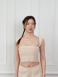 MIST OF RAIN - Nola Crop Top (Cream  Black)