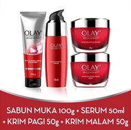 Paket 4pcs OLAY Regenerist Micro Sculpting Day + Night Cream 50ml+ Serum 50ml + Foam 100gr)