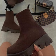 Socks Boots Women Short Boots Socks Boots Women Autumn Winter Thick-Soled Casual Plus Size Knitted S
