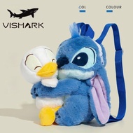 Official Vishark2024 Birthday Gift Stitch Hug Duck Doll Backpack Plush Doll Doll Hug Backpack Offici