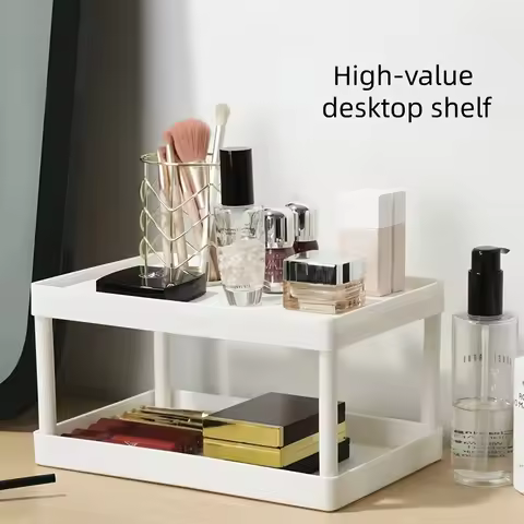 Multifunctional Shelves Double-layer Storage Shelf Desktop Storage Rack Plastic Desk Shelves Cosmeti