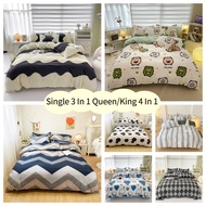 Aloe Cotton 4 In 1 Bedsheet Set Quilt Cover Pillow Case Cadar Single Queen King Comfortable Bedsheet