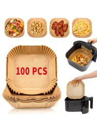 25/50/100/200 ชิ้น - ถาดรองสำหรับหม้อทอดอากาศแบบใช้แล้วทิ้ง ถาดรองหม้อทอดอากาศแบบสี่เหลี่ยม (พอดีสำห