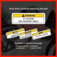91 Octane Warning Sticker
