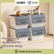 Citylife Stackable Storage Box Front Cover Openable Storage Box Thick Plastic Storage Box Easy Grab