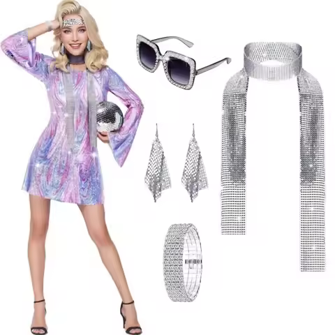 Halloween Vintage 70s 80s Rock Women Disco Dress Hippie Costumes 60's 70's Birthday Outfits 1970s Pr