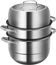 DPWH Steamer 26cm Large Three-layer Steamer Thick 304 Stainless Steel Steamer Multi-function Soup Pot Boiled Pot Stew Pot Steamer Steamed Steamed Buns Induction Cooker Gas Universal Pot