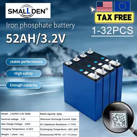 100% original 3.2V 52Ah LiFePO4 battery Lithium iron phosphate batteries 12V 24V 3C Motorcycle Car M