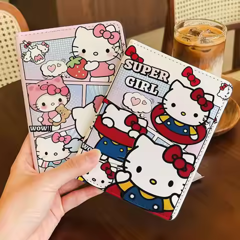 Sanrio Hello Kitty Passport Holder ID Card Case Protective Cover Multifunctional Card Wallet Kawaii 