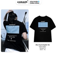 Vsmash Sportwear Unisex Badminton T-shirt–Silk Print "Blue Court" – High Quality Soft Baby Cotton Fa