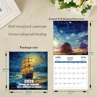 2026 Clock Card Wall Calendar Simple Landscape Wall Calendar Female Calendar English Wall Calendar D