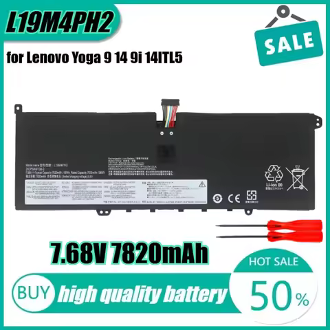 7.68V 60Wh 7820mAh L19M4PH2 Laptop Battery for Lenovo Yoga 9 14 9i 14ITL5 SB10Z33898 L19C4PH2+Tool