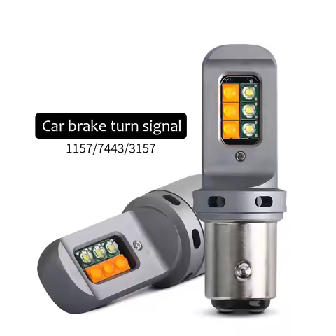 2Pcs Car Led Lights Bi-Color 1157 BAY15D P21/5W Two-Colors Canbus Car DRL Turn Signal 2 in 1 Lamps 7