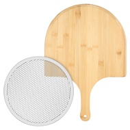 Pizza Peel and Screen Set Multipurpose Pizza Board Bamboo Pizza Paddle Lightweight Pizza Spatula Pad