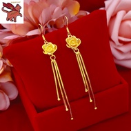 gold earrings 18k pawnable legit flower earrings Women's fashion temperament niche jewelry gifts