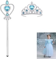 Tiara Crown and Fairy Wand, 2 Pieces Princess Dress-up Party Accessories with Wand and Tiara Crown f