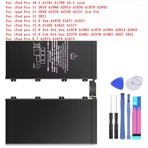 Battery For Apple iPad Pro 12.9 1st 2nd 3rd 4th 5th 6th 11 1st 2018 2rd 2th 2020 3rd 2021 10.5 9.7 A