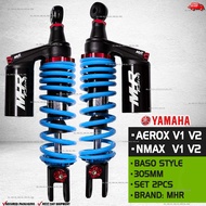Yamaha NMAX  AEROX V1 V2 Rear shock  absorbers Black Blue 2pcs with Baso style305mm MHR brand