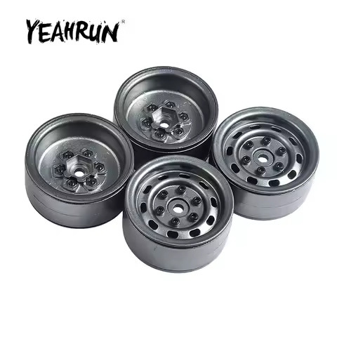 YEAHRUN 4Pcs Heavy Duty Aluminum Alloy 1.9 inch Beadlock Wheel Rims Hubs for Axial SCX10 CC01 D90 1/
