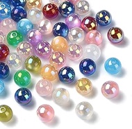 KitBeads 60pcs 8mm Round Acrylic Beads Smooth Bubble Gum Beads AB Color Chunky Round Balls Plastic B