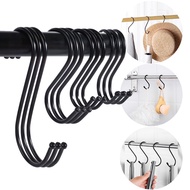Home Creative Seamless Wall Hanging Black S Shaped Storage Hooks / Simple Bathroom Kitchen Bag Hats 