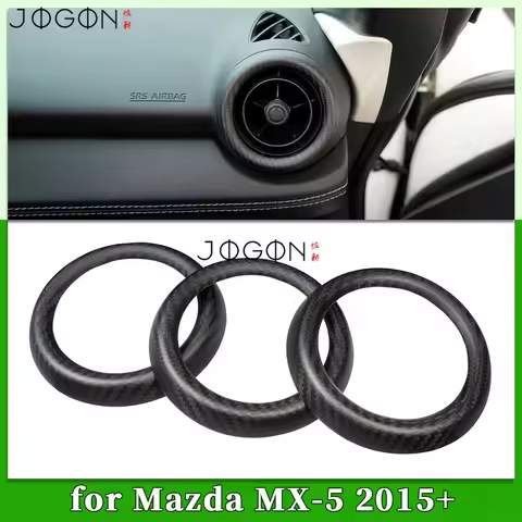 3Pcs Carbon Fiber Car Interior Console Air Condition Vent Outlet Ringn Cover Trim For Mazda MX-5 MX5