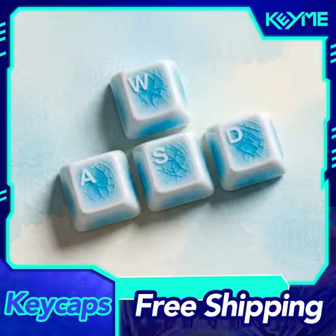 Ice Crack Ceramic Keycaps WASD Keycap Set Cross Shaft Cherry Profile Keycaps for Mechanical Keyboard
