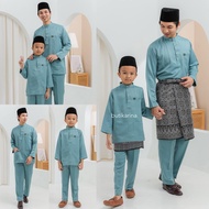 BAJU MELAYU AYAH ANAK WARNA BIRU SMOOKY BLUE HIJAU SET SEDONDON RAYA 2024