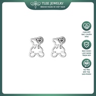Khuyên tai bạc TLEE hình Gấu chốt bi vặn xinh xắn TLEE JEWELRY B0303
