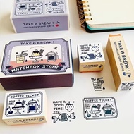 Japan Japan SANBY x eric Co-Branded Matchbox Seal Wooden Rubber Seal Handbook Itinerary 3 Pieces Pac