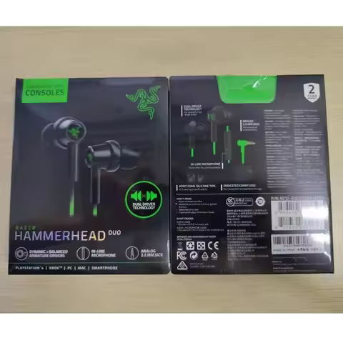 Razer Hammerhead Duo Headset Earphone Compatible with Console High Quanlity Wired Headphones In-ear 