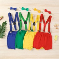 Gentleman Baby Boy Outfit 1-2 Year Old Suspender with Bowtie Shorts Cake Smash Outfit for Baby Boy B