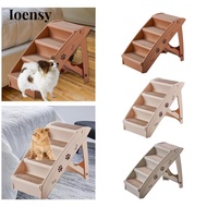Ioensy Foldable Wooden Ladder Dog Stairs Steps Animals Climbing Ladder Pet Cat Ramp for Bed Small La