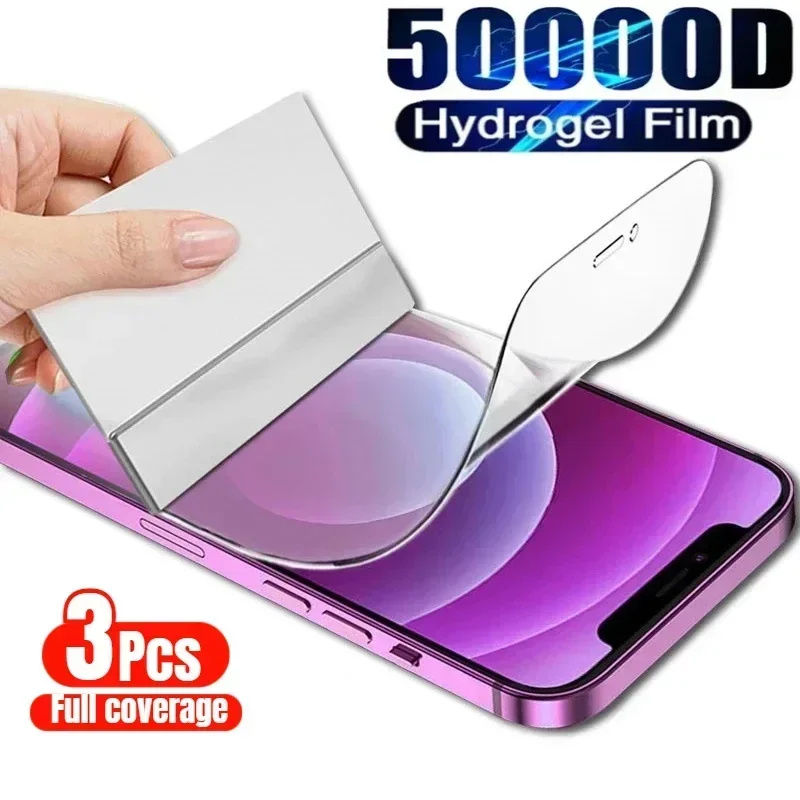 3Pcs Full Cover Hydrogel Film For iPhone 15 14 11 12 13 Pro Max 7 8 14 Plus Screen Protector For iPhone 13 12 Mini X XR XS MAX