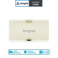 Amgras PowerWorld822 Mini Powerbank 5000mAh Built-in Foldable Type-C Lighning dual Connector & zinc