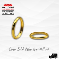 Youloong Gold ring 916 Split Rotah Slippery Empty/Bajet Design/ Hollow Gloss Design simple ring 916GOLD