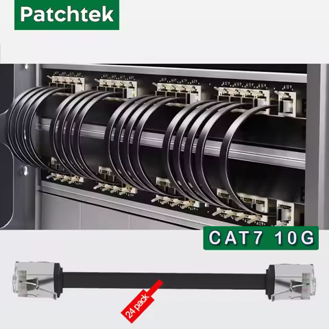Patchtek Cat7 24 Pack Slim Cat7 Ethernet Patch Cable 10G Support Cat 7 Patch Cable for WIFI 6.0 Patc