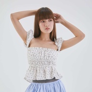 Theremin Jenna Top เสื้อเกาะอกแขนตุ๊กตา - floral print