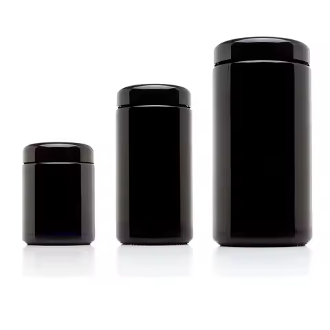 1/2 Oz 250ml, 1 Oz 500ml 1L Airtight Container Smell Proof Ultraviolet Glass Jar with 2 Way Humidity