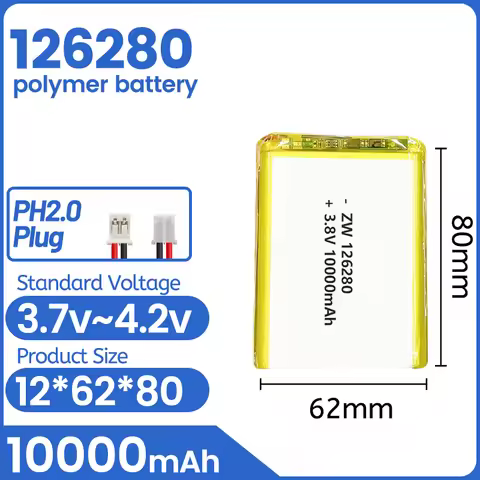 3.8V 10000mAh 126280 polymer lithium battery For mobile power bank outdoor audio system LED light Fa