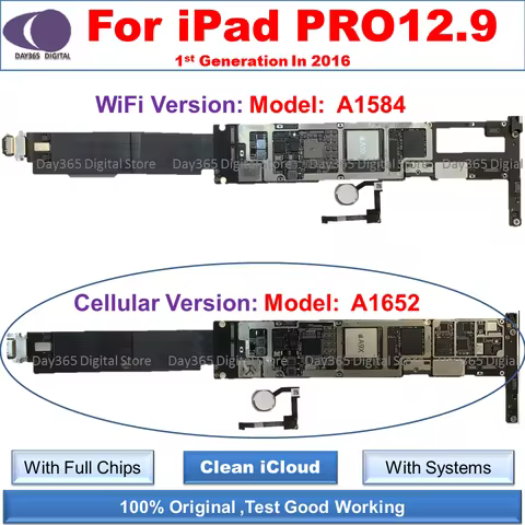 iCloud free Unlocked Motherboard for iPad PRO 12.9 1st Generation logic board Modle A1584 A1652 WiFi