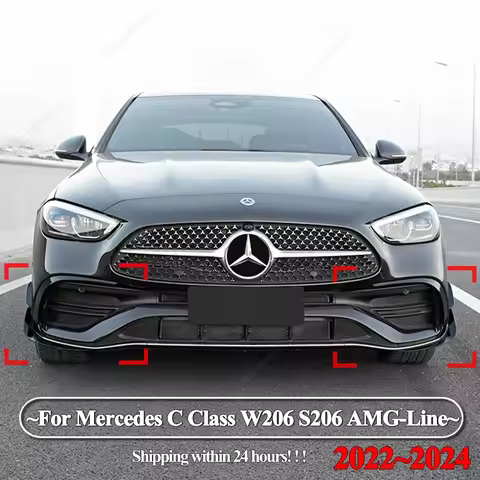 Front Bumper Lip Spoiler Grille For Mercedes Benz C Class W206 S206 C180 200 300 400 C43 AMG-Line 20