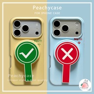 Creative Yes No Magnetic Holder Stand Phone Case Compatible for iPhone 17 16 15 Pro Max 17PRO Smiley