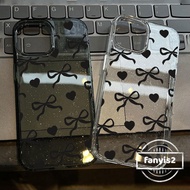 Compatible for iPhone 16 15 14 13 12 11 Pro Max X XR Xs Max 7 8 Plus SE2020Ins Black Love Bow Phone 