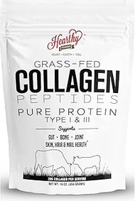 HearthyFoods Halal Collagen Peptides Powder - Pure Grass Fed Collagen Powder Type I and III, Keto Friendly, Gluten Free, No Sugar, Non GMO, Supports Gut, Bone, Skin, Joint, Skin and Nails, 16 Oz