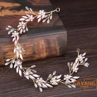 Daun Bando Manik-Manik Kristal Perhiasan Rambut Pernikahan Untuk